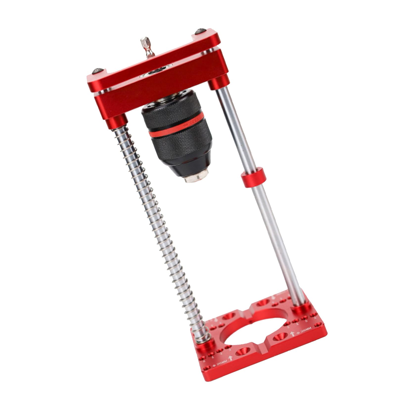 Sxhlseller Supporto per Trapano Elettrico Manuale Supporto Durevole con Localizzatore di Fori per Cerniera per la Lavorazione del Legno, Staffa di Fissaggio Stabile per Trapano Portatile/da Banco