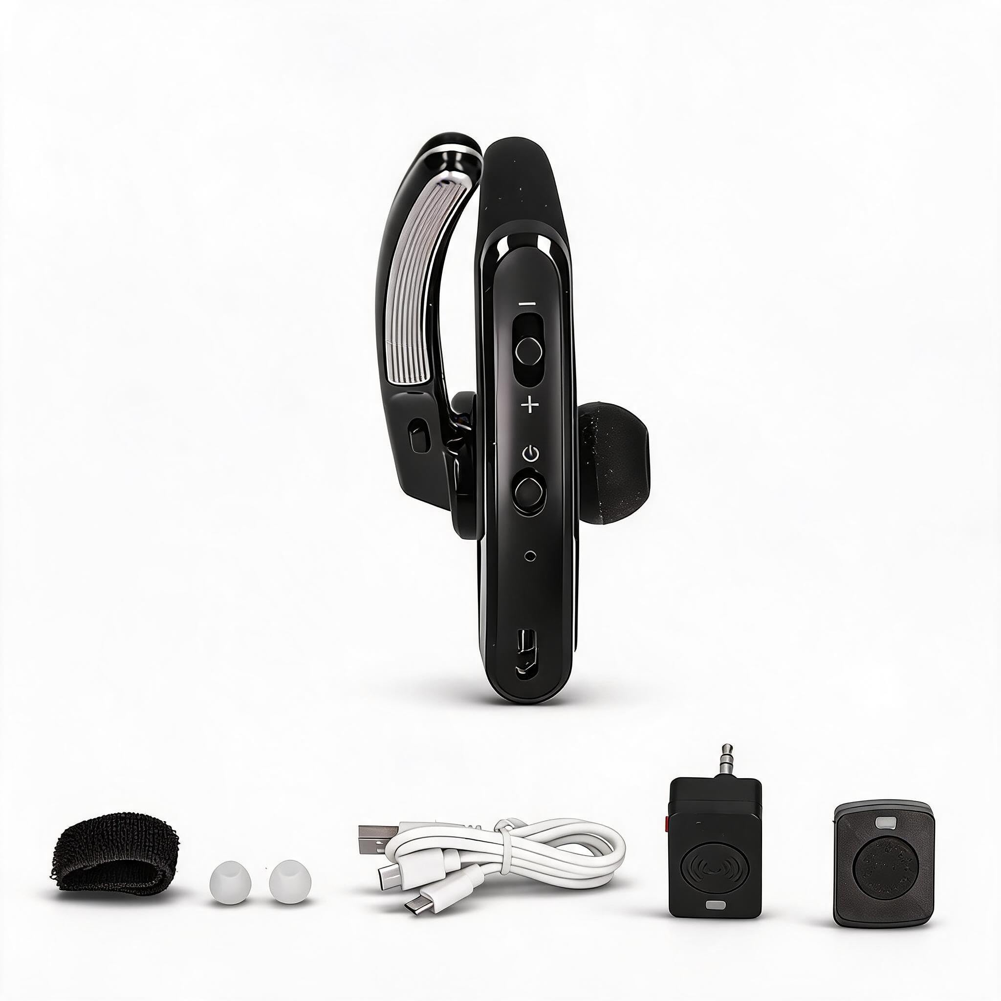 Auricolare Bluetooth, Auricolare Bluetooth 4.0 con Microfono a Riduzione del Rumore, Mini Pulsante PTT e Adattatore, per Radio Portatile e Cellulare