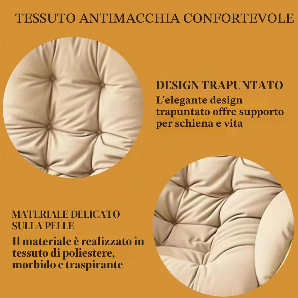 Generico Cuscino per Sedia A Dondolo da Interno, Cuscino per Seduta da Giardino Cuscino per Altalena Sospesa Cuscino Lavabile Cuscino Spesso per Seduta di Sedia Sospesa,Cachi