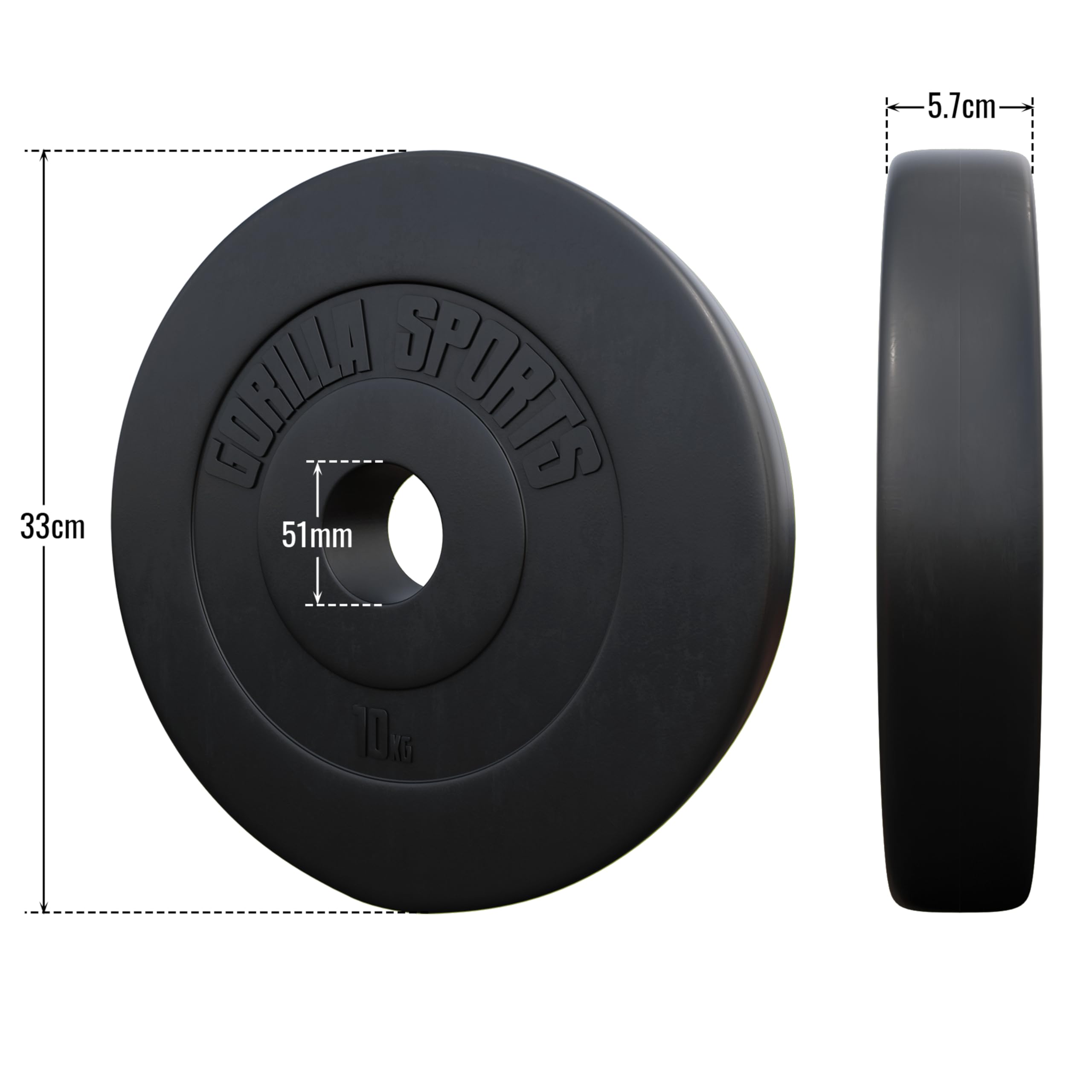 Gorilla Sports® Olympia Disques d'haltères – Alésage 50/51 mm, Poids de 1,25 à 15 kg, en Plastique – Set d'haltères, disques de Poids, disques Olympiques