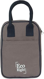 Eco Right Cotton Ecoright Lunch Bags For Office Women & Men, Insulated Lunch Bag For Kids, Tiffin Bag With Bottle Holder, Carry Handle & Pocket, 10L, Grey