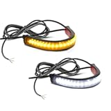 2PC Flexible Switchback Dual-Color White & Amber Motorcycle LED Fork Turn Signal Blinkers DRL Daytime Running Light Waterproof Adjustable Stips Bars kit Universal Fit Motorbike &lpar;39mm-70mm&rpar;