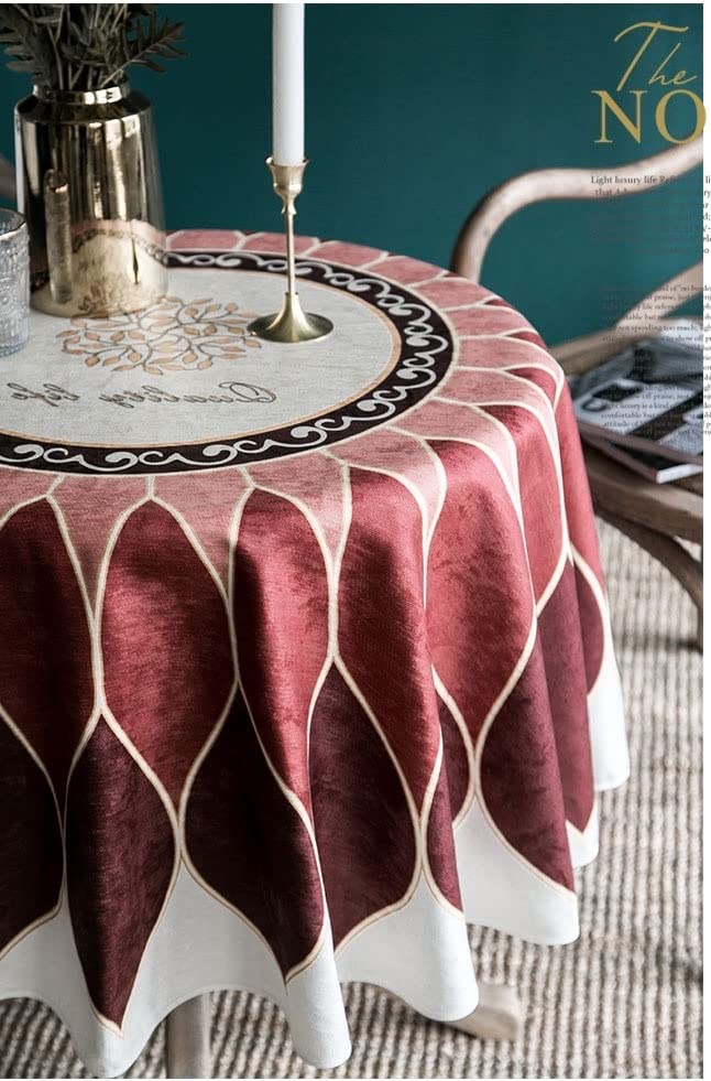 WZYWHJ Tovaglia rotonda con motivo in legno marrone, impermeabile, resistente alle pieghe, per tavolo da pranzo