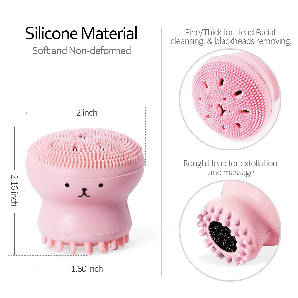2pcs Jellyfish Silicone Manual Facial Cleansing Brush Sets + 2pcs Cleansing Sponge Facial Flutter Wash Face Pad Brushes, Silicone Handheld Face Brush, Massage, : Beauty & Personal Care