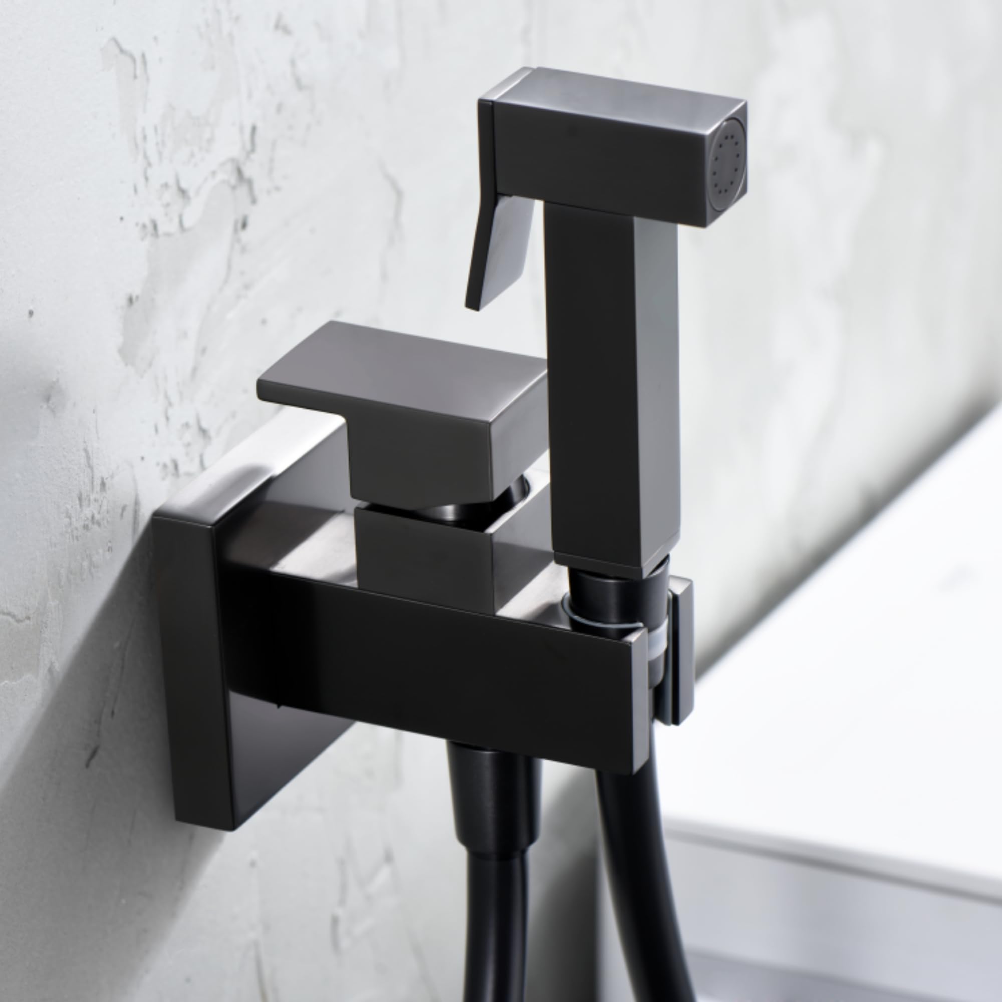 IMEX - Ducha Bidet Agua Fría y Caliente Color Negro | Grifo Bidet Empotrado para WC Black Gun Metal | Ducha Higiénica Monomando para Inodoro | Grifería Sustituto de Bidé | Serie Irlanda