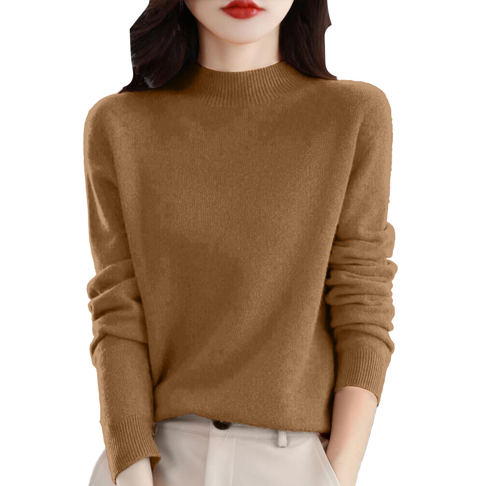 Cashmere Sweaters for Women Mock Turtleneck Warm Sweater Long Sleeve Tops Soft Lightweight Shirts