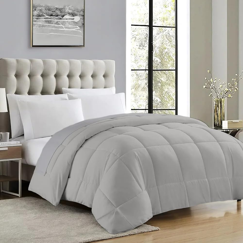 ATK-8 Bedding- Machine Washable 100% Cotton Comforter Double Bed King Size 400 GSM Winter Comforter (92 x 106 Inches) Blanket/Quilt/Rajai - King Comforters | Silver
