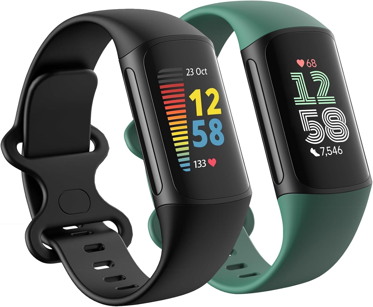 2 Pack Waterproof Bands Compatible with Fitbit Charge 6 / Charge 5 Bands