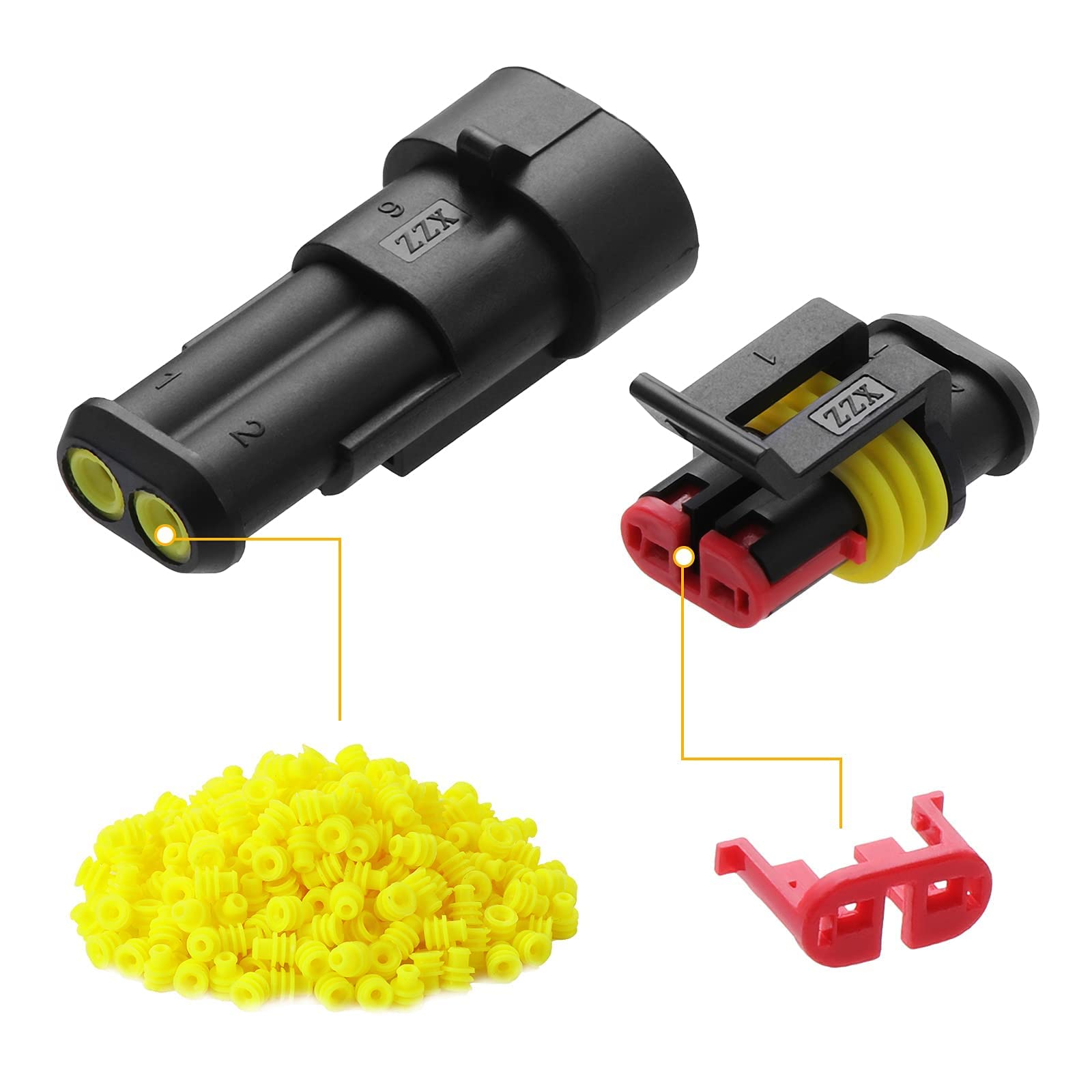 622 Pièces Imperméable à l'eau Connecteurs, Connecteurs Étanches pour Voiture à 1/2/3/4/5/6 Broches mâle/femelle avec fusibles à lame automobile pour Bateaux Camion Scooter Moto, 23-16AWG