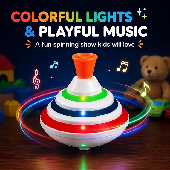 STOBOK Spinning Top Toy with LED and Music Peg-top Hand Spinner Gyro Toy Gift for Kids