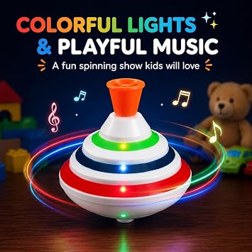 STOBOK Spinning Top Toy with LED and Music Peg-top Hand Spinner Gyro Toy Gift for Kids