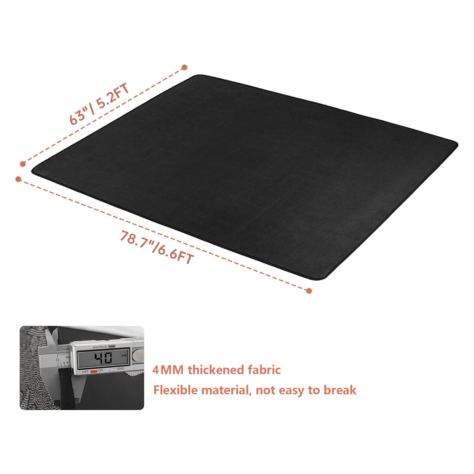 IBVIVIC Tapis de batterie de 1,5 m x 2,5 m en tissu tissé étroitement avec dessous antidérapant - Rouleau de 3,5 m² - Noir
