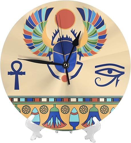 Miniatura 7 de Reloj de pared digital étnico tradicional de escarabajo egipcio para decoración de sala de estar, relojes de pared decorativos de 10 pulgadas,