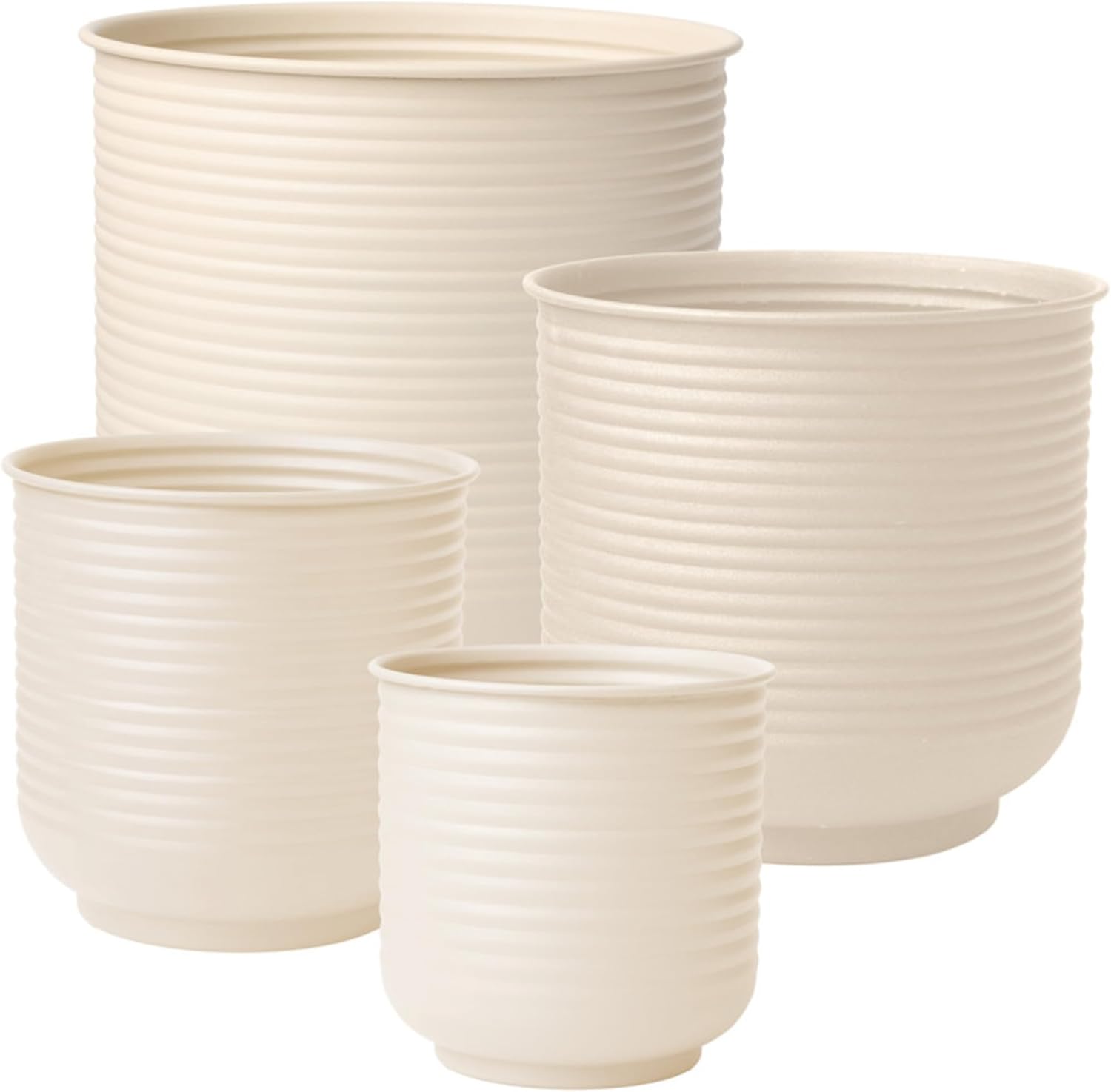 Bloem Grove Indoor Metal Cachepot Set - Includes 6", 8", 10" and 12" Decorative Planters with Powder-Coated Finish, Removable Drain Plugs, Dusty Rose