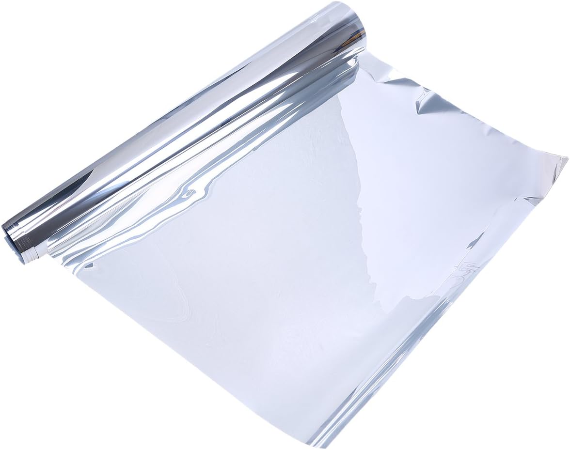 Whosee Silver 118.11"x19.68" One-Way Mirror Window Film Glass Sticker Reflective Insulation Home Decor