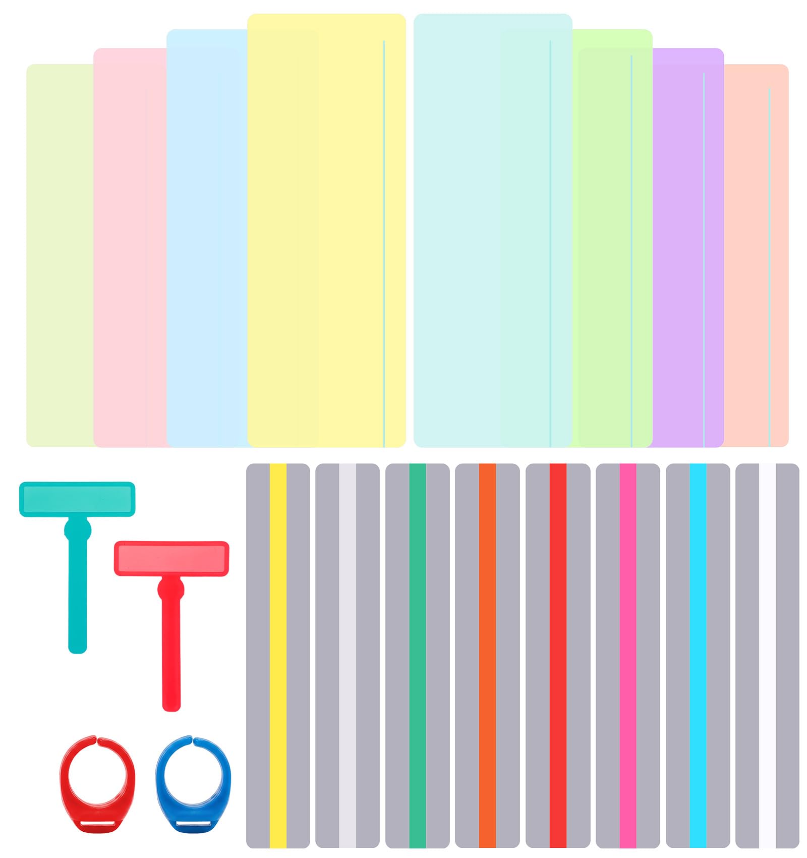 Coloured Overlays for Dyslexia, 20 PCS Coloured PVC Overlays for Reading Dyslexia with Finger Ring Holder (8 Colours)
