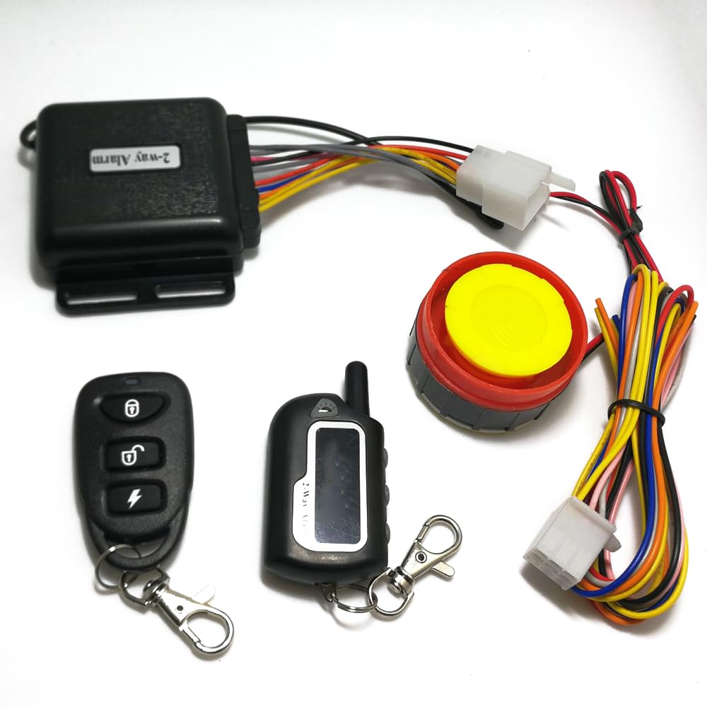 WoodHW 100% New Universal Black 2 Way Motorcycle Anti-Theft Alarm Security System Remote Control