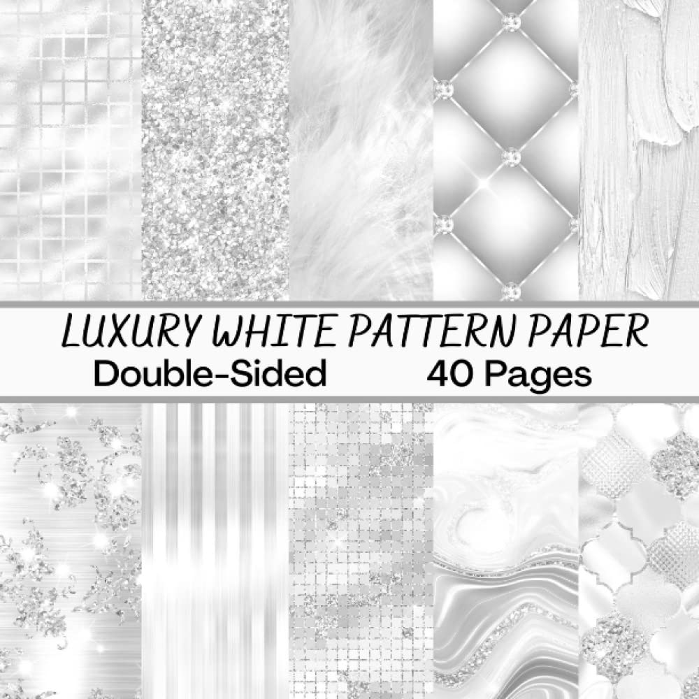Luxury White Scrapbook Paper 40 Pages Fancy White Wedding Pattern Paper Double Sided for