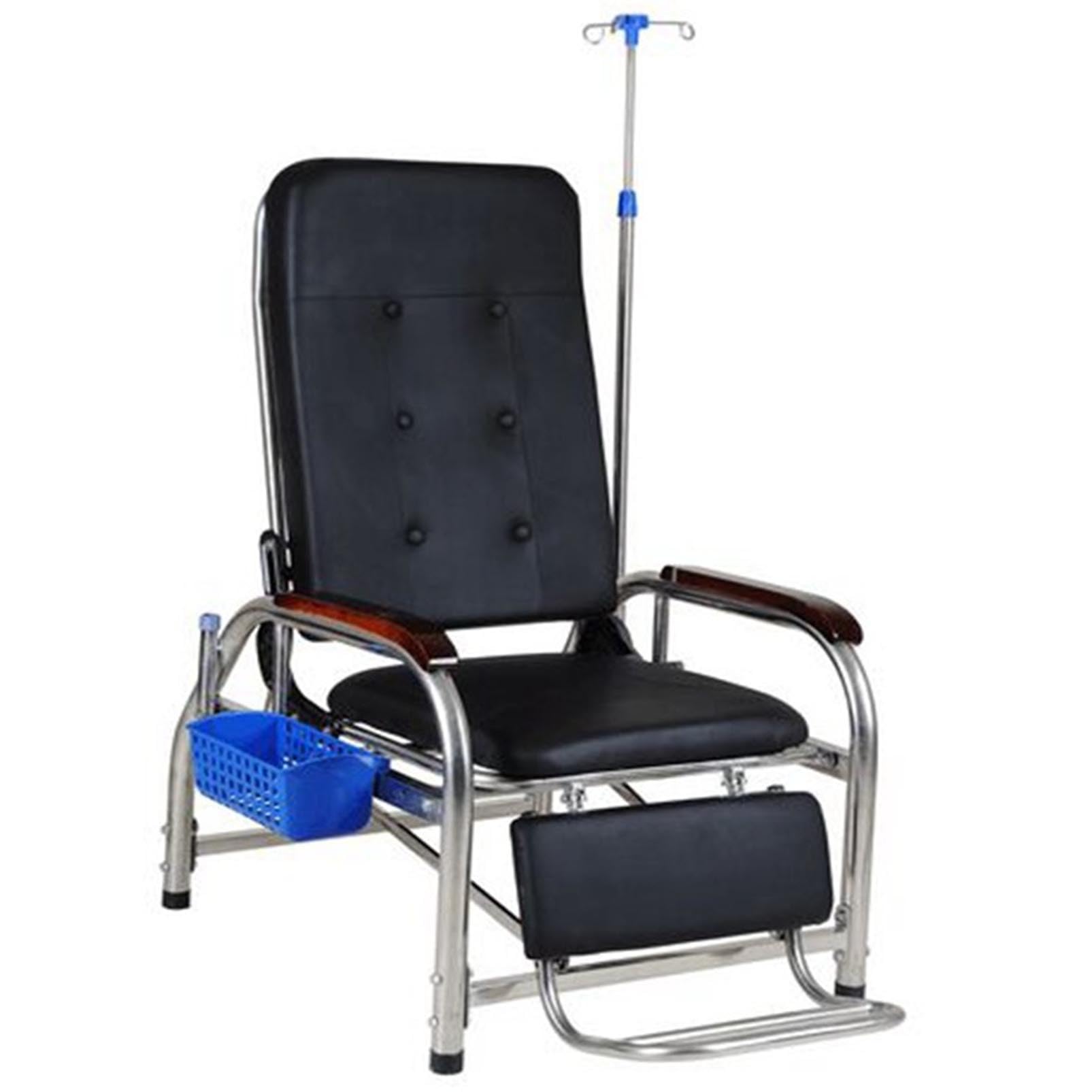 ASerZenith Adjustable Chair With Iv Pole Stand For Waiting Rooms And Phlebotomy Procedures,Black