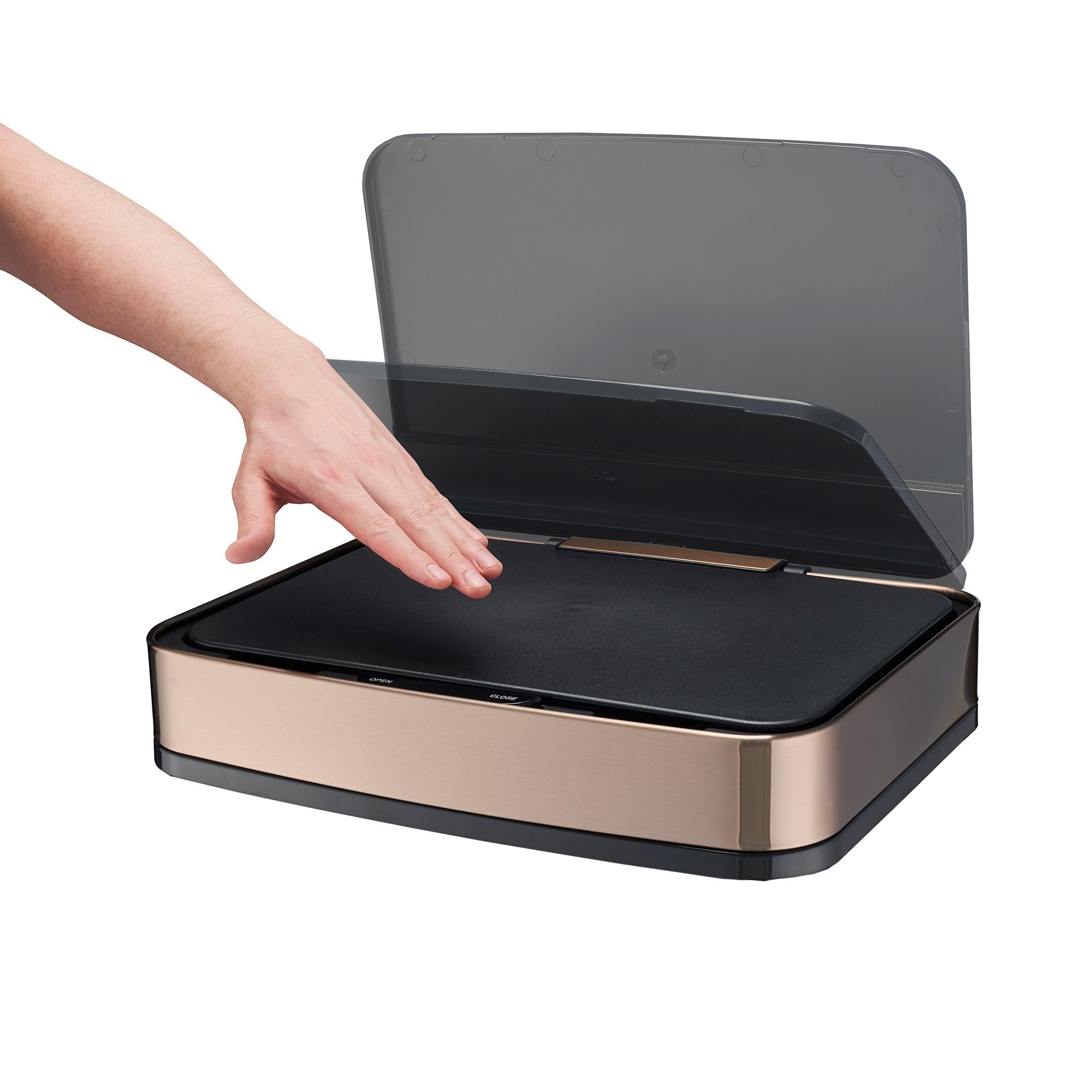 Cooks Professional Replacement Sensor Lid for 75L Recycling Bin | LID ONLY | Battery Powered | Black/Copper — image 1
