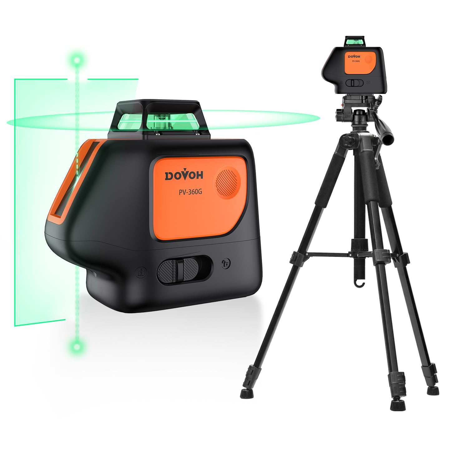 DOVOH Plumb Dot Laser Level with Tripod : Point Laser Level 360 Self Leveling DIY Green Rechargeable, Entry Level, PV-360G-KIT — image 1