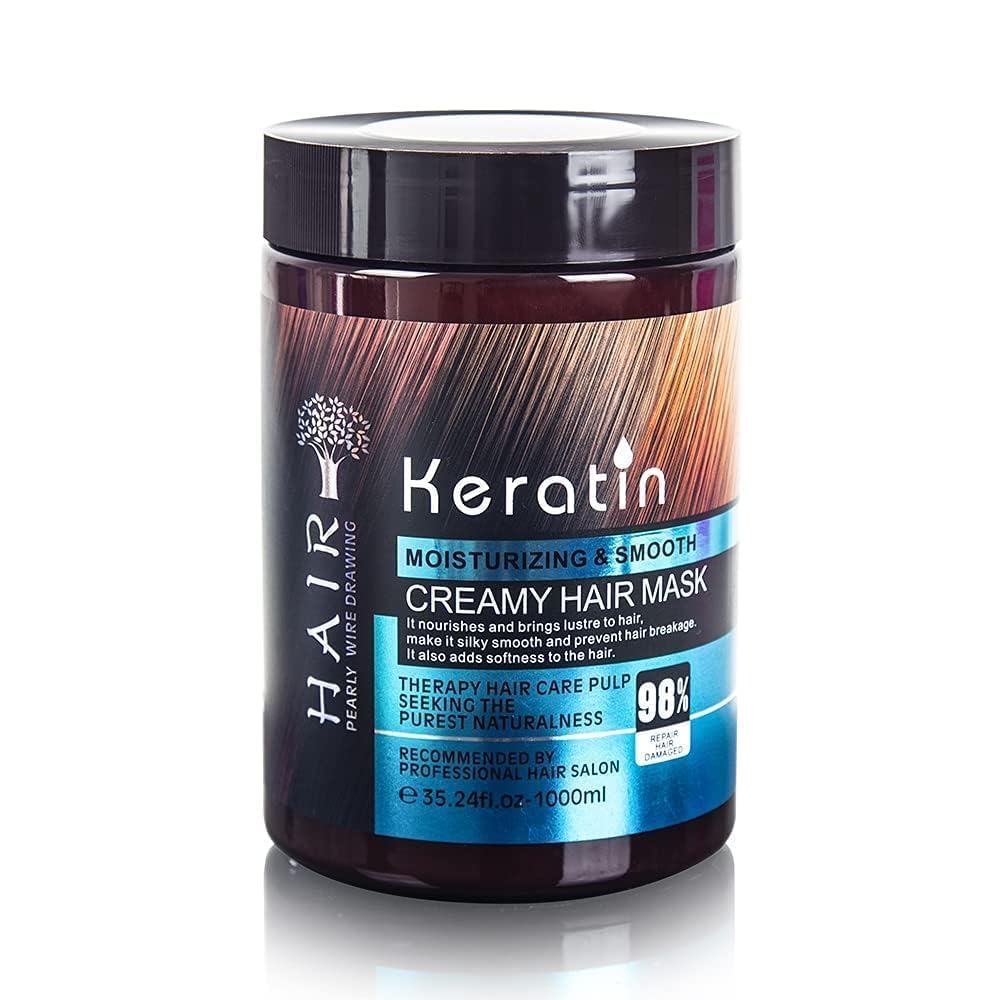 New Keratin Cream Hair Mask, Floral Keratin Hair Mask, Moisturizing & Smoothing For Dry Damaged - 800 Gm,1 Count.-picture-52