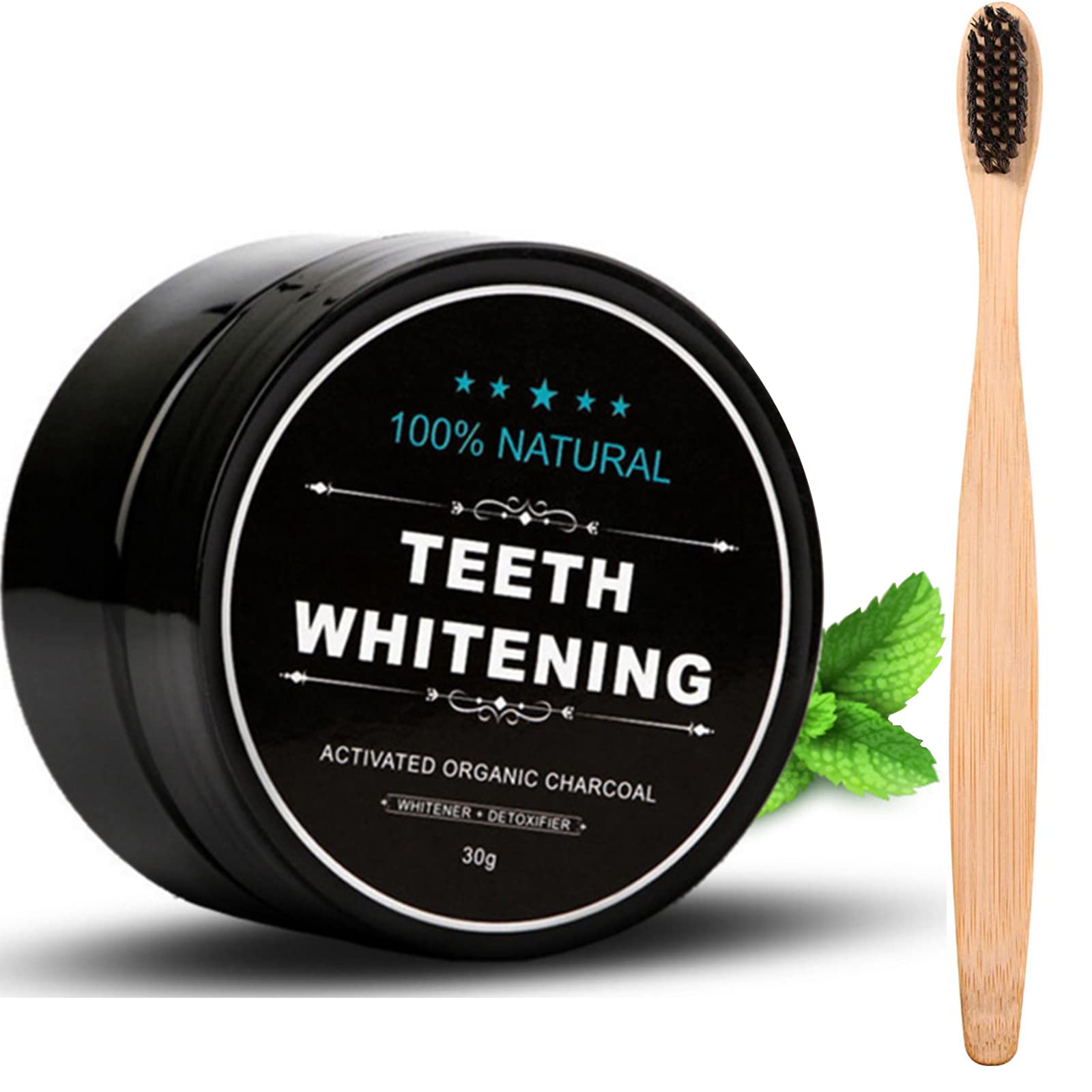 Tooth Powder 30g Activated Charcoal Teeth Whitening Powder Fortifies Teeth and Gums Natural Tooth Cleaning Powder with Bamboo