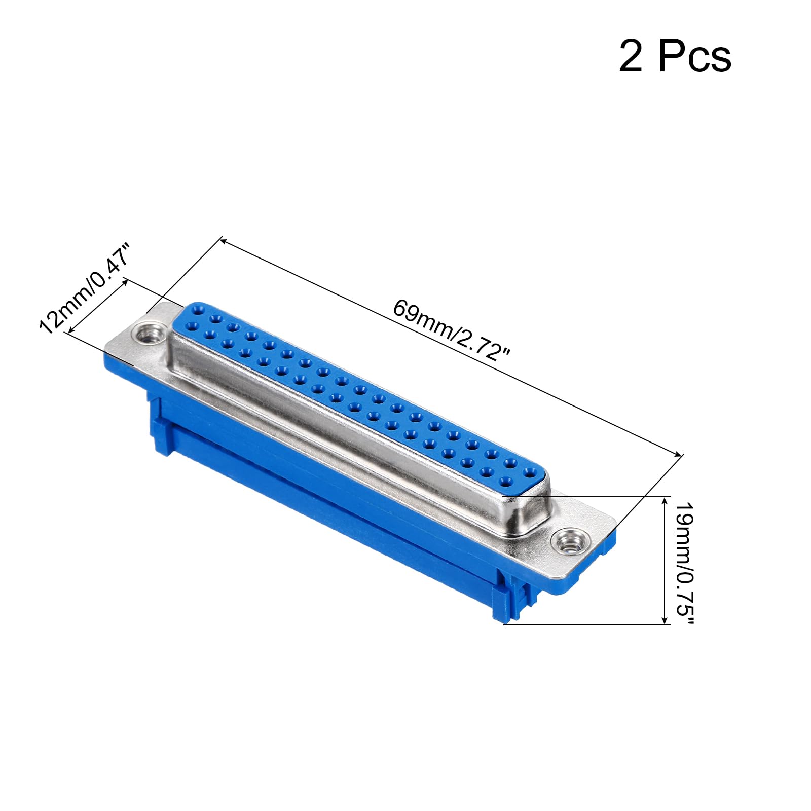 MECCANIXITY D-sub Connector DB37 IDC Crimp Connector Female Socket 37-pin 2-Row Female Serial Port Terminal Breakout for Mechanical Equipment CNC Computers Pack of 2