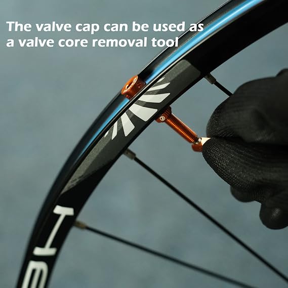 Thinvik Presta Tubeless Valve Stem 44/48/65/70/85mm,Super Light Alloy Presta Tubeless Valve Stem Kit for Tubeless Tires-2 Tubeless Valve Stem (with Aluminum Alloy Valve Cap) + Valve Core Removal Tool