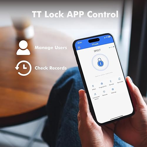 Miniatura 4 de Cerradura de puerta de entrada sin llave de huellas dactilares, cerrojo inteligente con control de aplicación, duración de la batería de 10 meses,