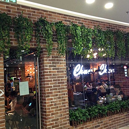 Artificial Hanging Ivy Vine Leaf Plant Silk Leaf Garland For Home Kitchen Garden Office Wedding Outdoor Wall Decoration 8.2 Feet,Green #TOP4
