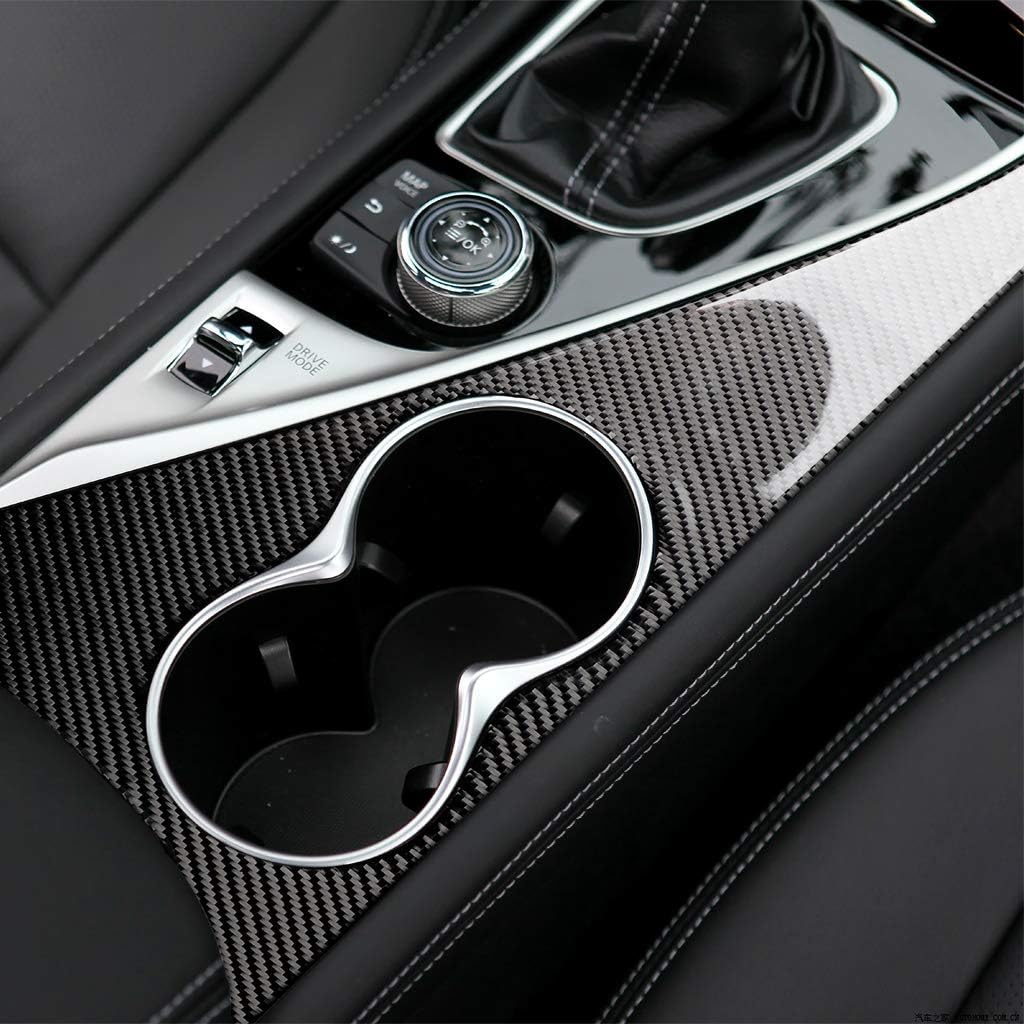 Real Soft Black Carbon Fiber Car Center Console Gear Shift Side Panel Decoration Cover ​​Sticker Interior Trim Accessories Compatible with Infiniti Q50 2014-2024/Q60 2017-2022
