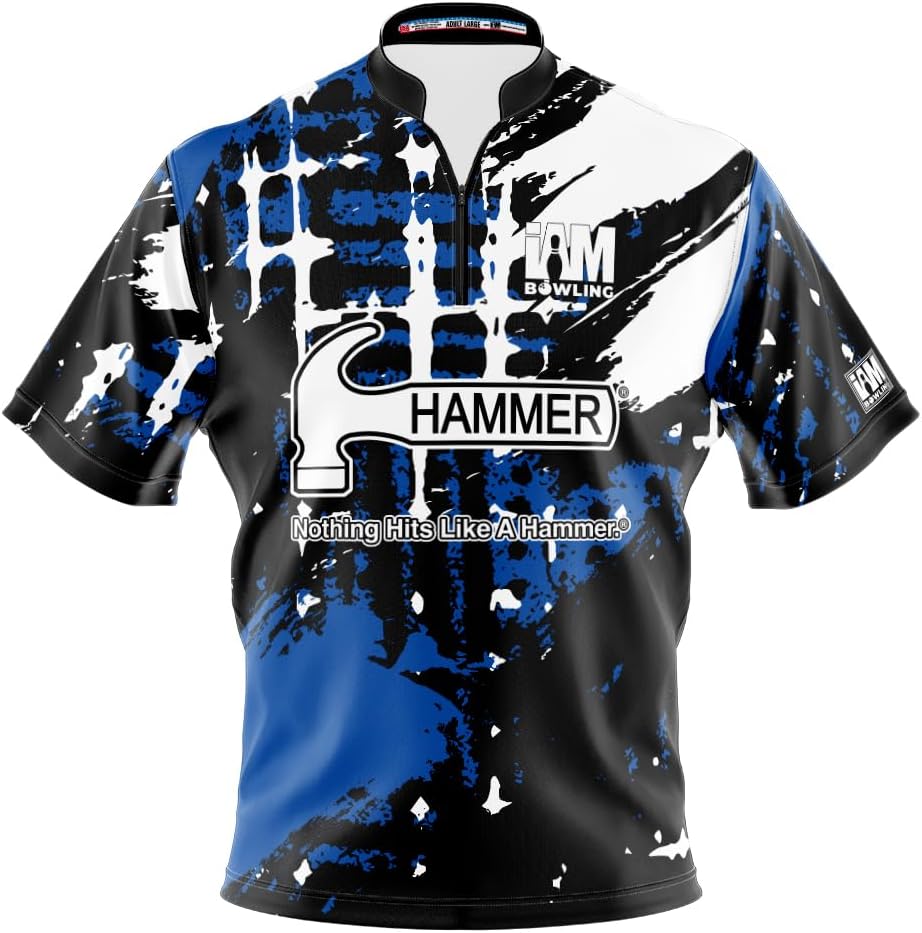 Logo Infusion I AM Bowling Jersey Short Sleeve Sash Collar 2125-HM Made in USA Hammer