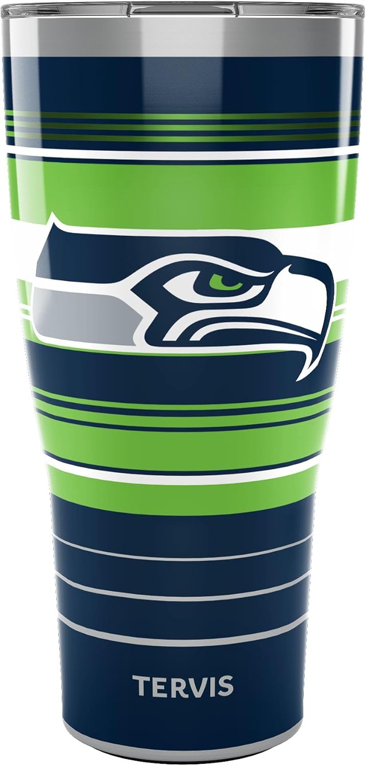 Tervis Traveler NFL Seattle Seahawks - Hype Stripes Triple Insulated Insulated Tumbler Travel Cup Keeps Drinks Cold & Hot, 30oz, Stainless Steel