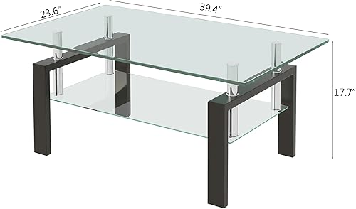 Miniatura 2 de Tempered Glass Coffee Table with Metal Legs Modern Small Coffee Tables for Livingroom (Clear)