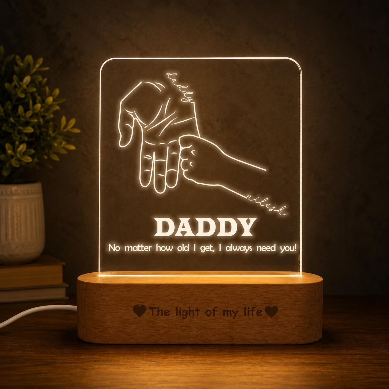ZOCI VOCI Father's Day Gift for Dad - Customised Photo Engraved Lamp for Dadaji | Personalised New Gifting Ideas for Father In Law from Wife, Daughter, Son (Only Lamp, Nurturing Light)-image-35