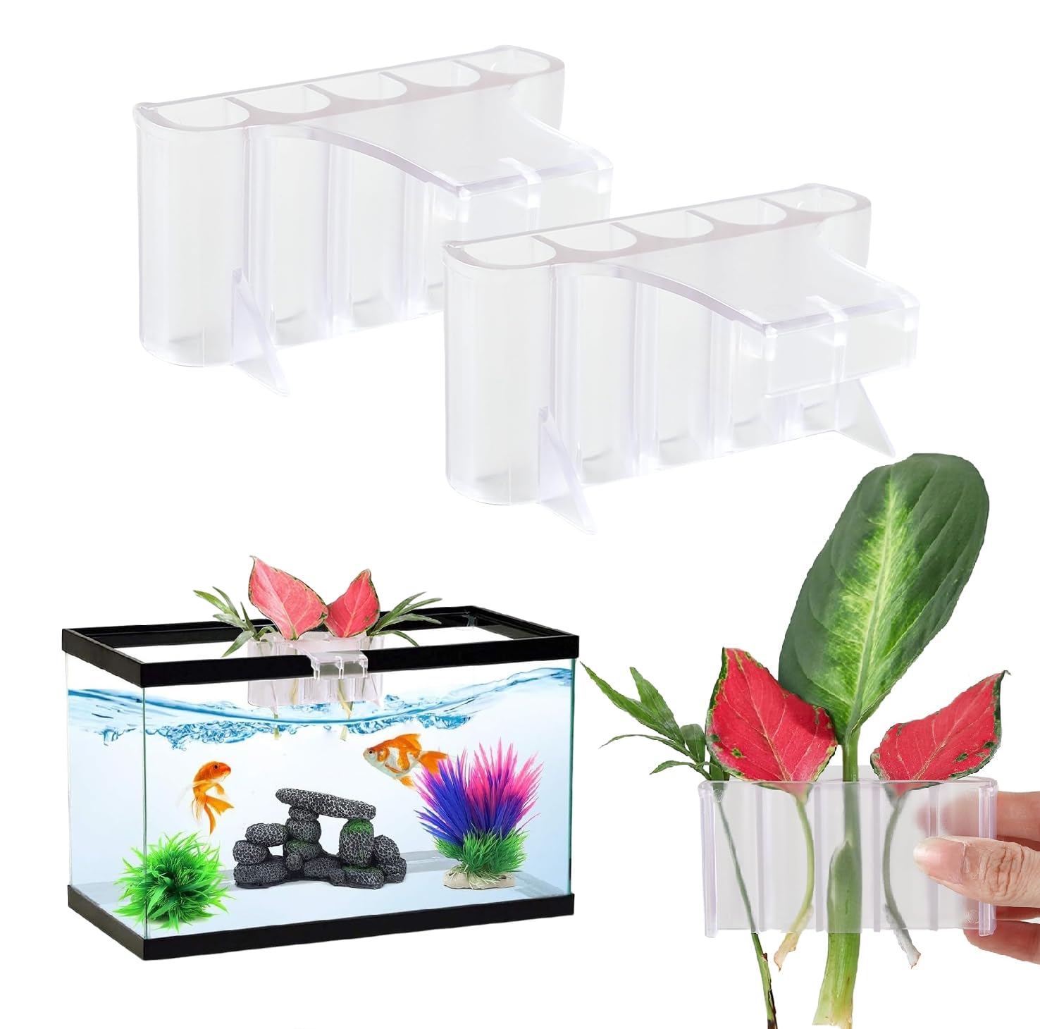 Photo 1 of 2 PCS Aquarium Plant Holder Top Hanging Fish Tank Plant Pot Aquarium Planter Cups for Water Feature Decoration