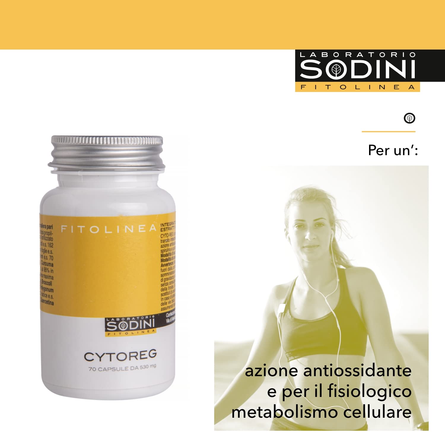 Cytoreg - Integratore Alimentare - con Vischio, Curcuma, Quercitina, Spirulina e Aloe - Azione Antiossidante, per il Fisiologico Metabolismo Cellulare - 70 Capsule