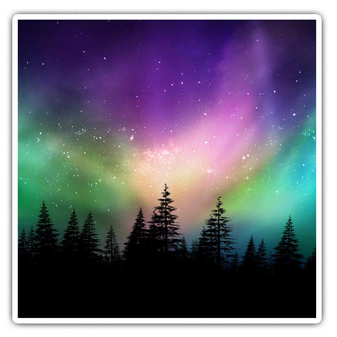 Destination Vinyl Ltd Multi Square Stickers (Set Of 2) 10Cm - Amazing Northern Lights Aurora Borealis Laptop Tablet Luggage Scrapbook #8603