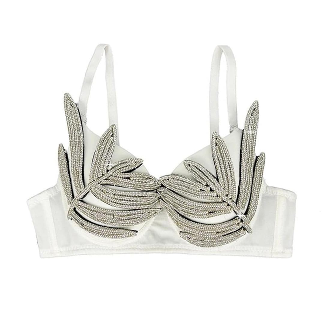 Yeuyyben Canottiera da donna con strass, senza maniche, elegante, per serate, feste, slim fit, alla moda