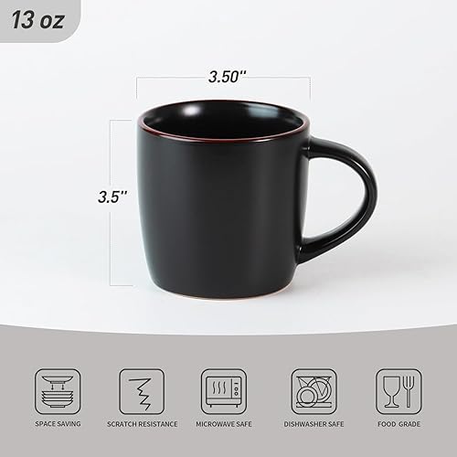Miniatura 3 de famiware Mercury - Tazas de café de 13 onzas, juego de 4 tazas de café con asa, tazas para café con leche, té caliente, capuchino, moca, cacao, negro