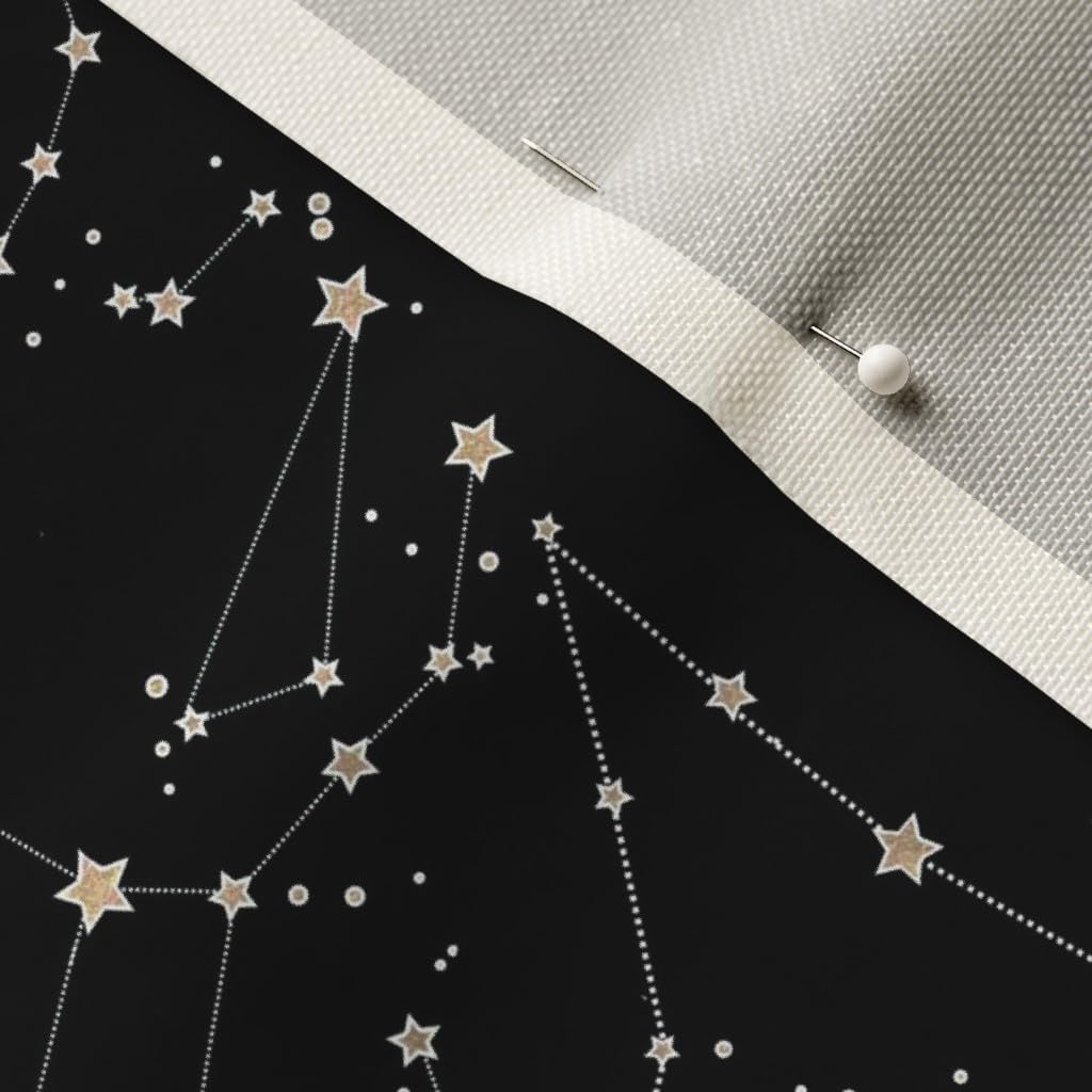 Spoonflower Fabric - Constellations Black Background White Stars Space Night Time Printed on Upholstery Velvet Fabric Fat Quarter - Upholstery Home Decor Bottomweight Apparel