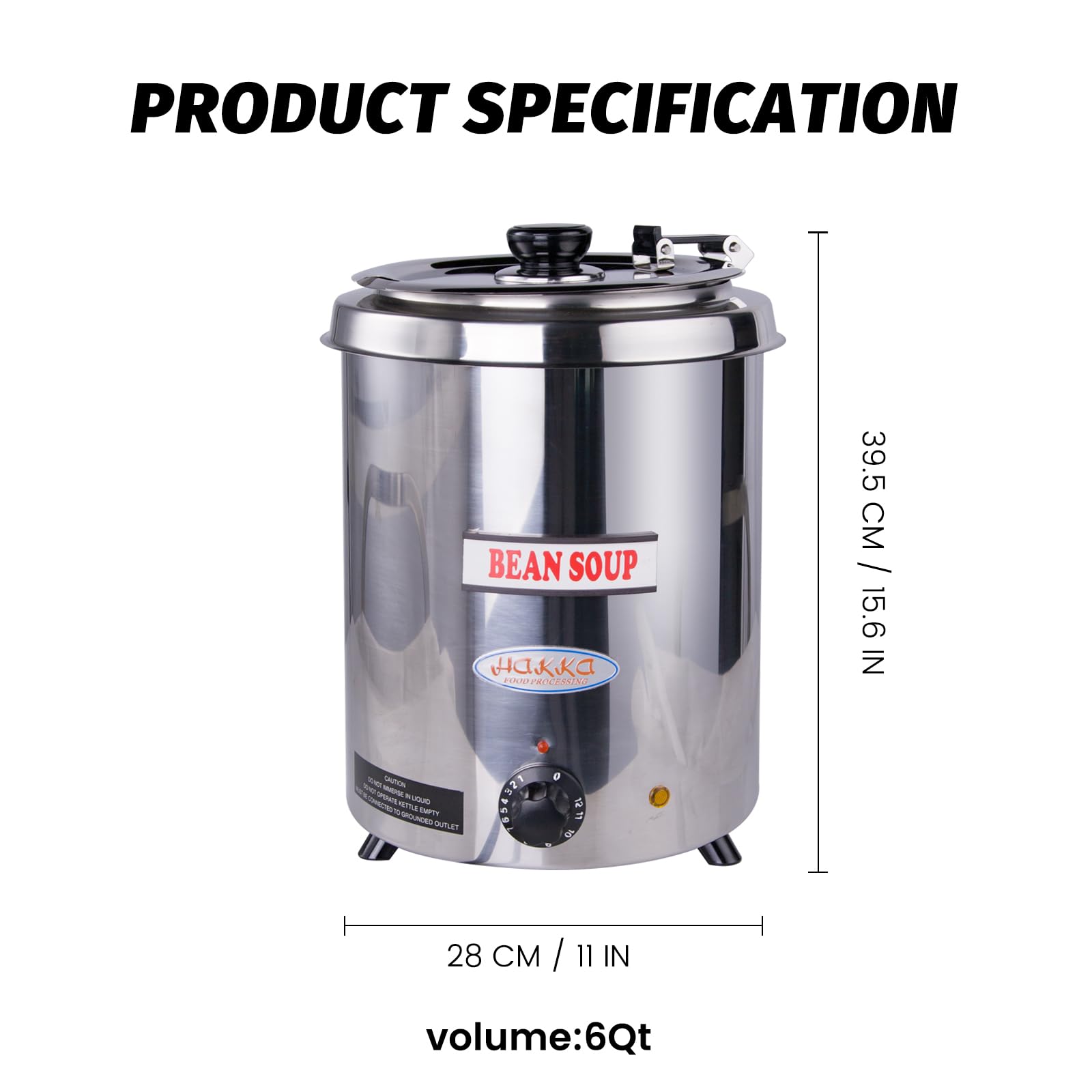 EASYROSE 6Qt Soup Warmers Commercial Soup Kettle Warmer with Hinged Lid and Detachable Stainless Steel Pot, Food Warmer for Parties, Buffet