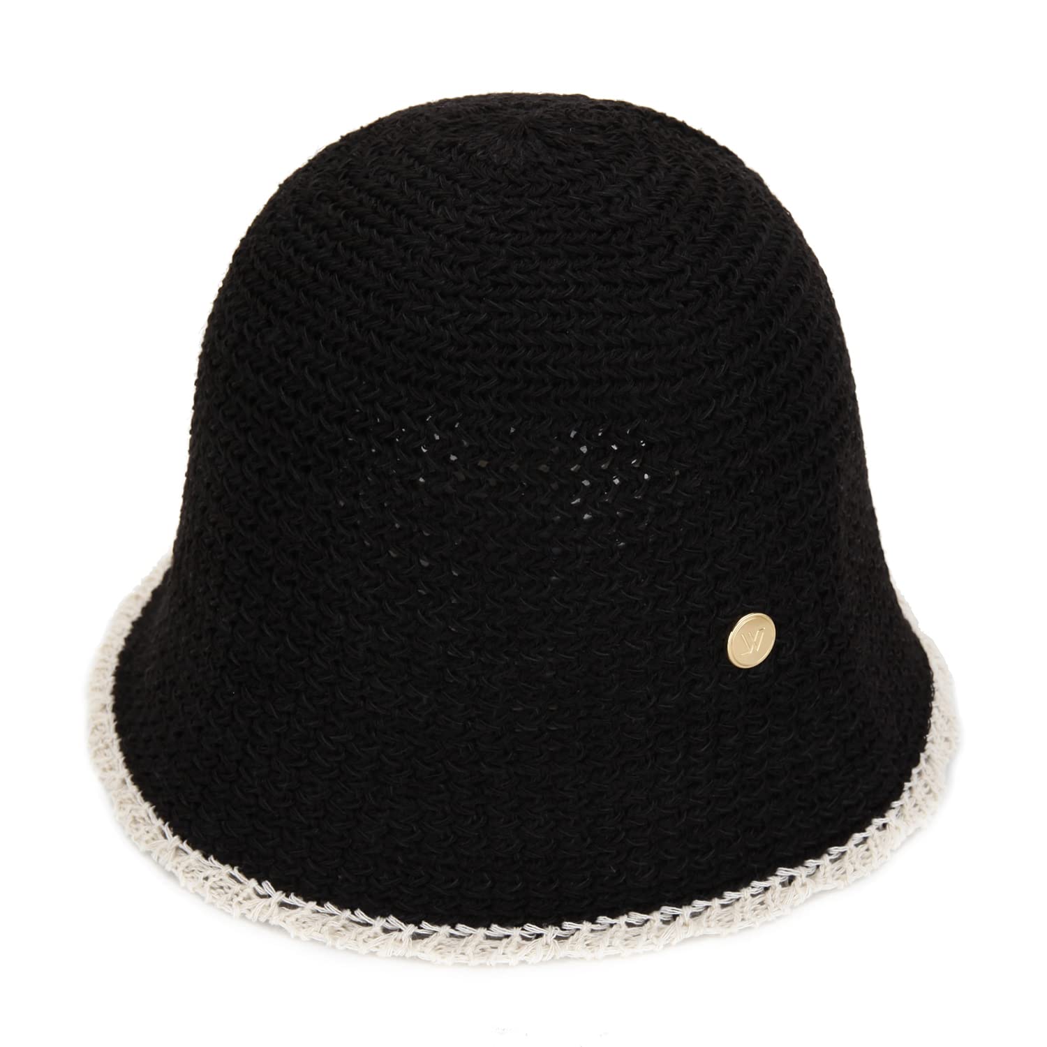 Acrylic Linen Blended Short Bucket Hat with White Edge Brenda