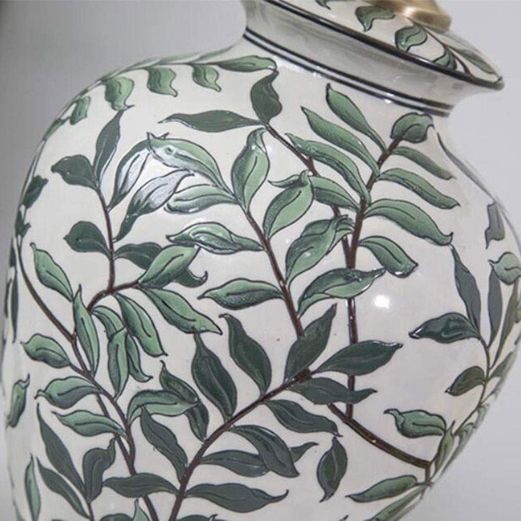 Ceramiczna lampa stołowa do salonu, klasyczna, tradycyjna, domowa, wazon, miedziana podstawa, stolik nocny