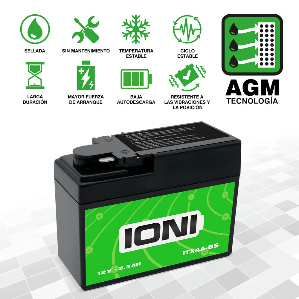 IONI ITX4L-BS / SLA4L-BS 12V 5Ah Batteria AG Copatibile Con YB4L-B