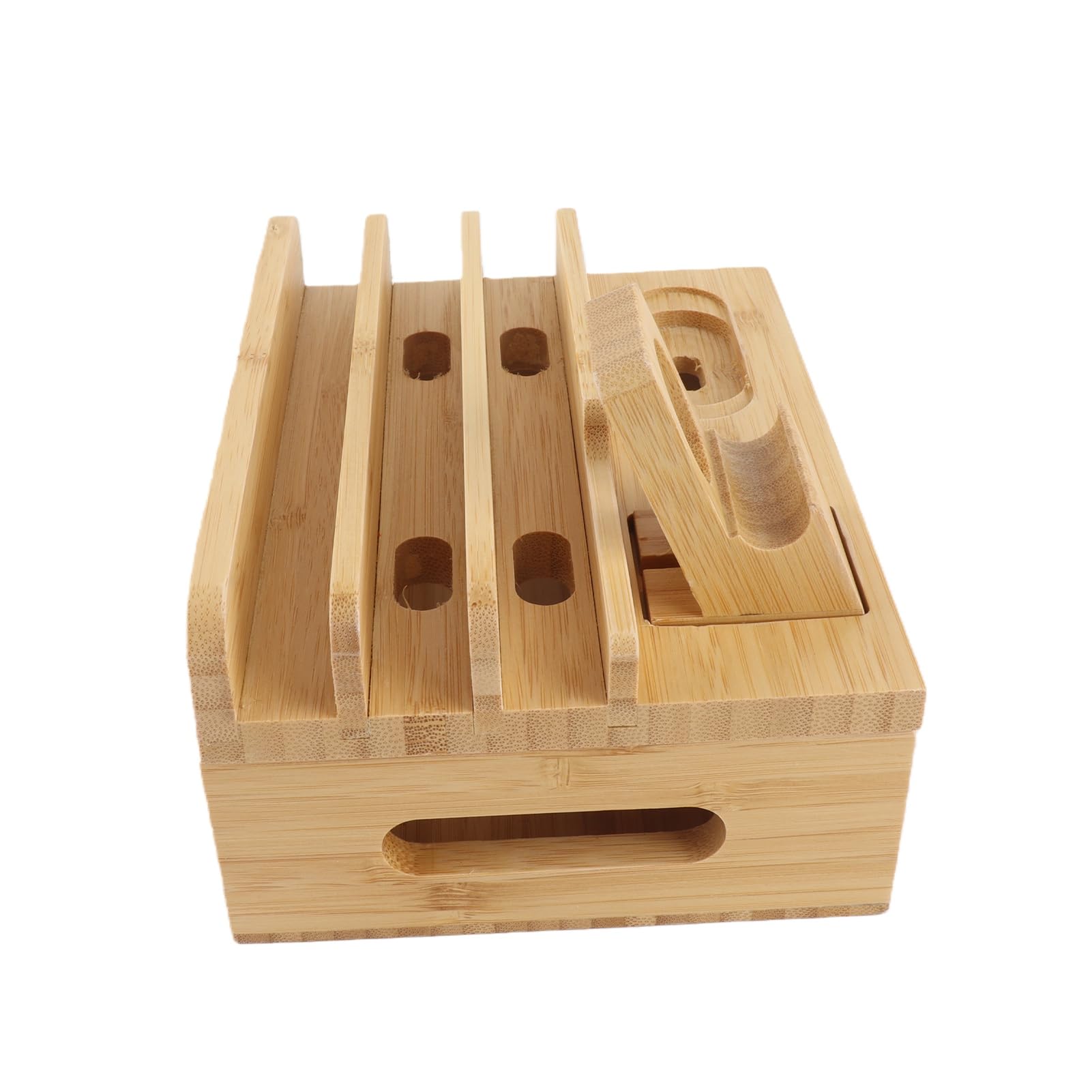 Pissente Support de Charge en Bambou, Station de Chargement Multiple avec Port USB, Organisateur de Bureau pour Téléphone, Tablette et Montre