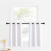 Vista 173 de NICETOWN - Cortinas opacas graduadas para ventanas pequeñas del baño, cortinas de privacidad de 30 pulgadas de largo para mini lavandería y cocina