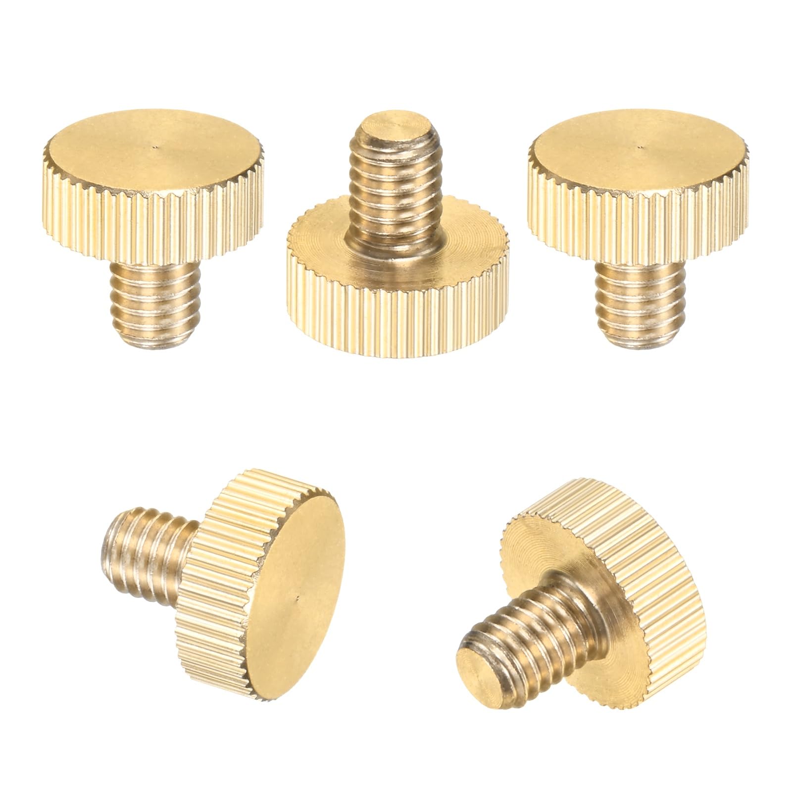 M METERXITY 5-Pack Knurled Thumb Screws M6x8mm Solid Brass Flat Head