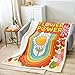 Retro Hippie Flower Fleece Throw Blanket for Bed Sofa Couch Kids 60SÂ 70SÂ Groovy Plush Blanket Room Decorative Flower Power Sherpa Blanket Orange Fuzzy Blanket Baby 30